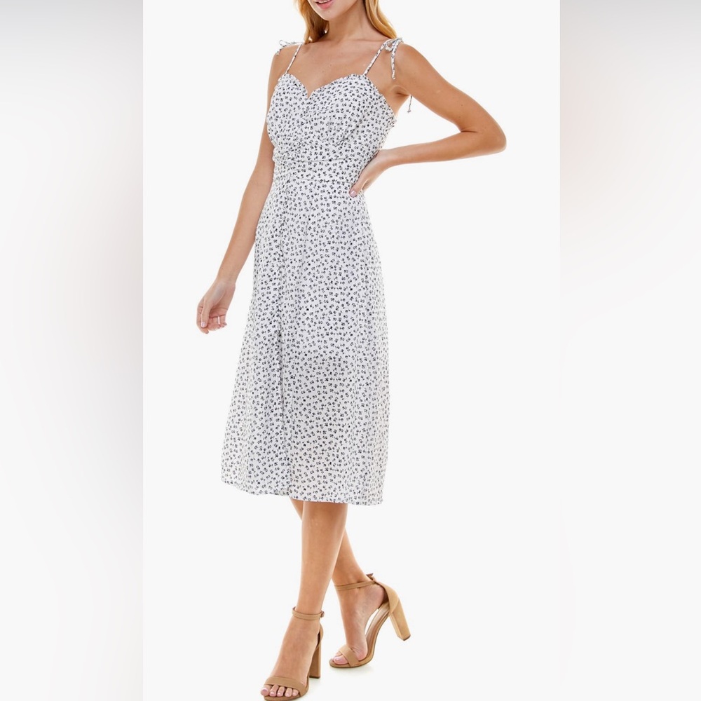 ROW A Floral Button Front Midi Dress